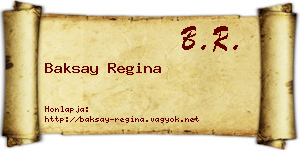 Baksay Regina névjegykártya